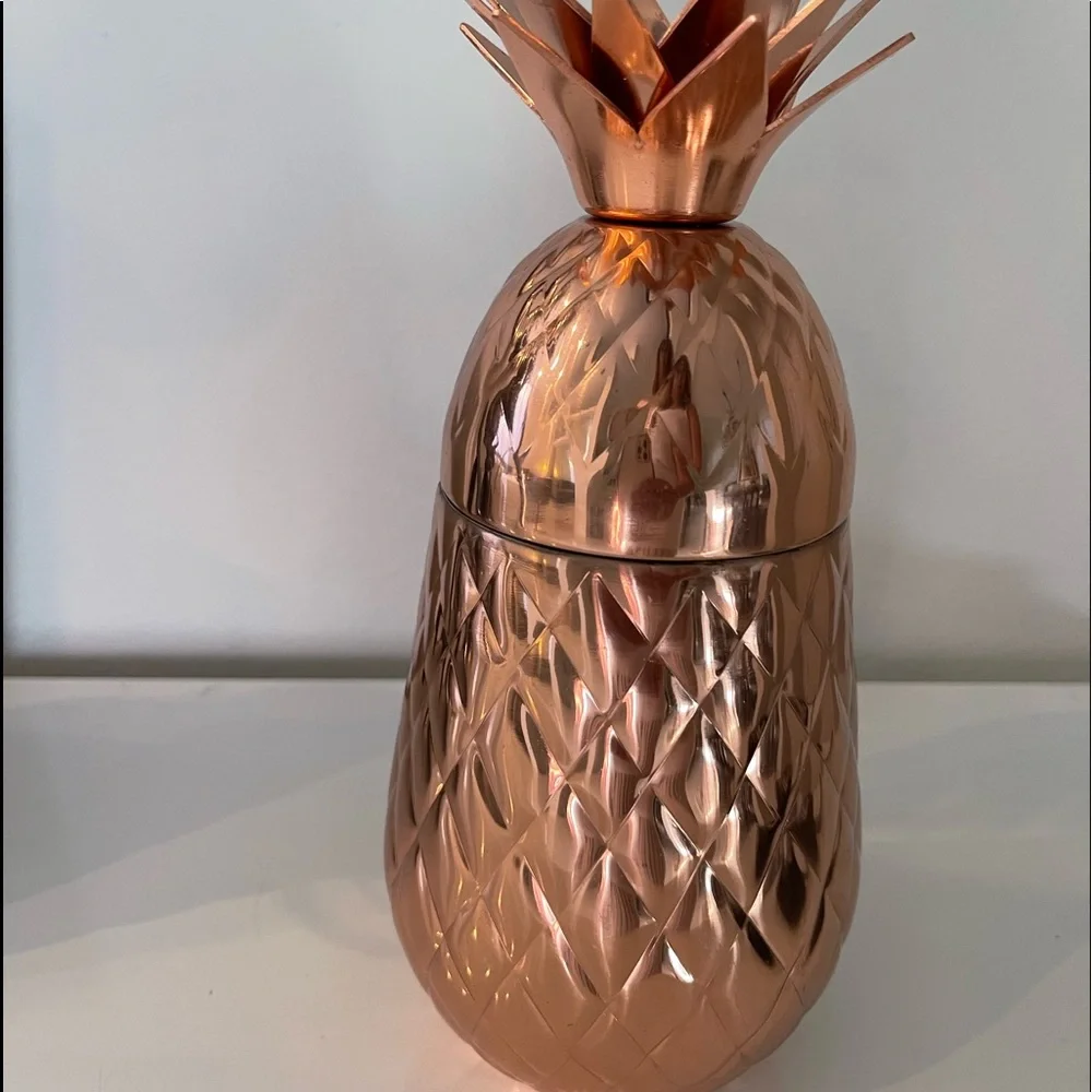 COPY - Pier 1 imports 22 oz Copper/metal Pineapple Cocktail Shaker & mugs